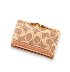 Small Leather Wallet with - Beige