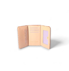 Small Leather Wallet with - Beige