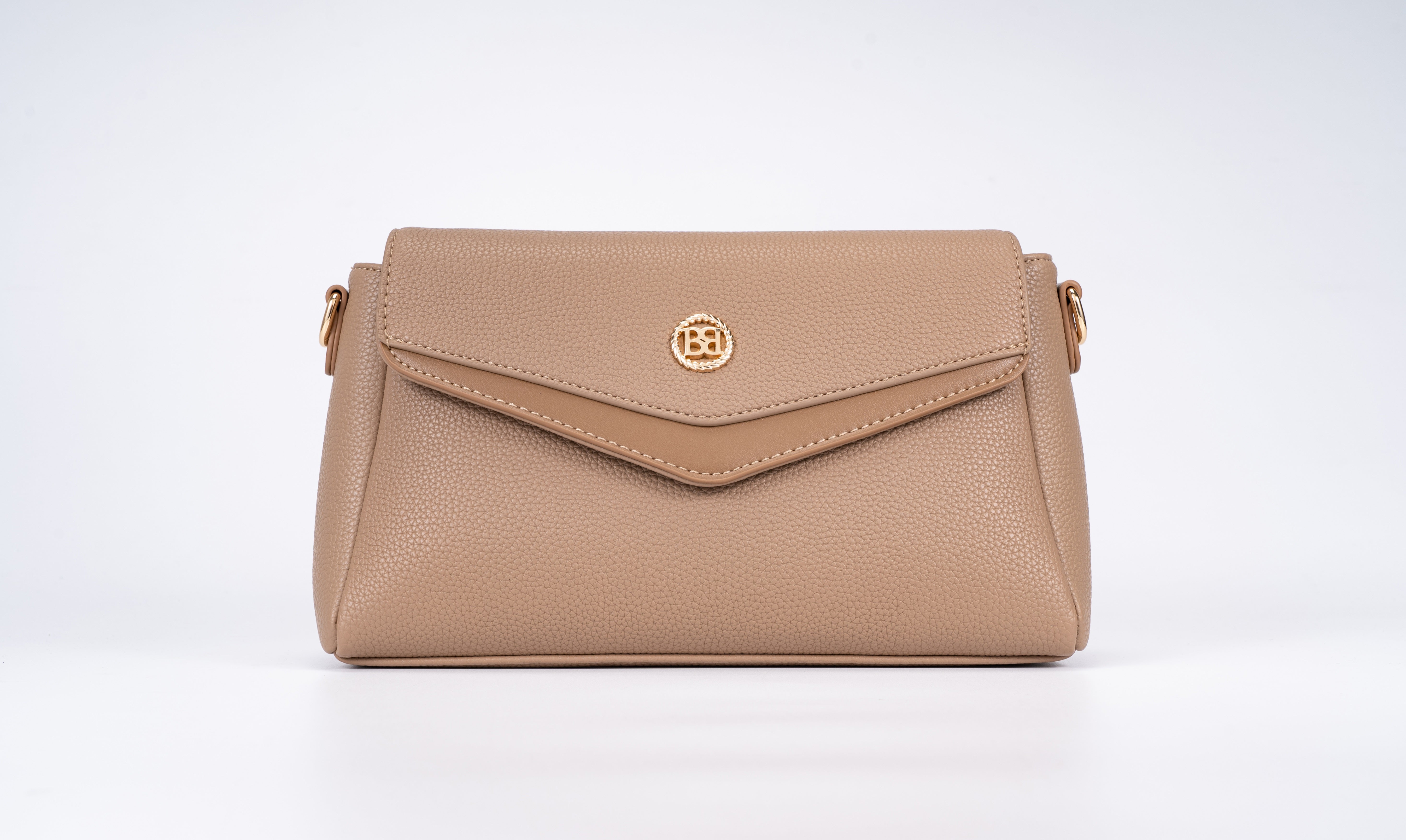 Small Leather Crossbody Bag - Beige