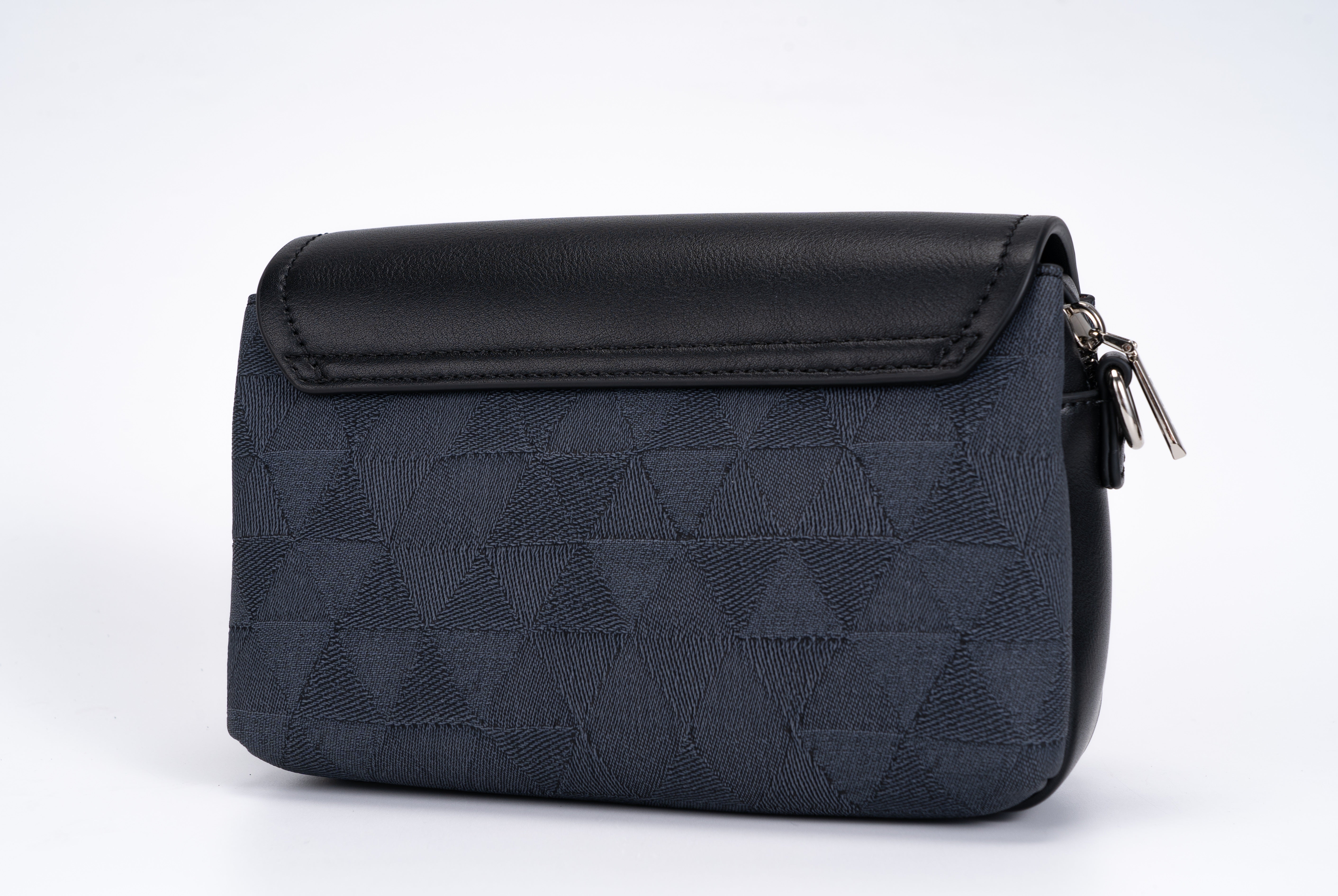 Black women's shoulder bag with a long strap, small size, and elegant design.