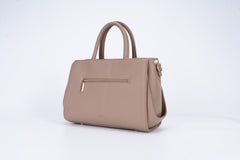 Set consisting of a medium-sized women's handbag with an extremely attractive and elegant design and a large Brown wallet