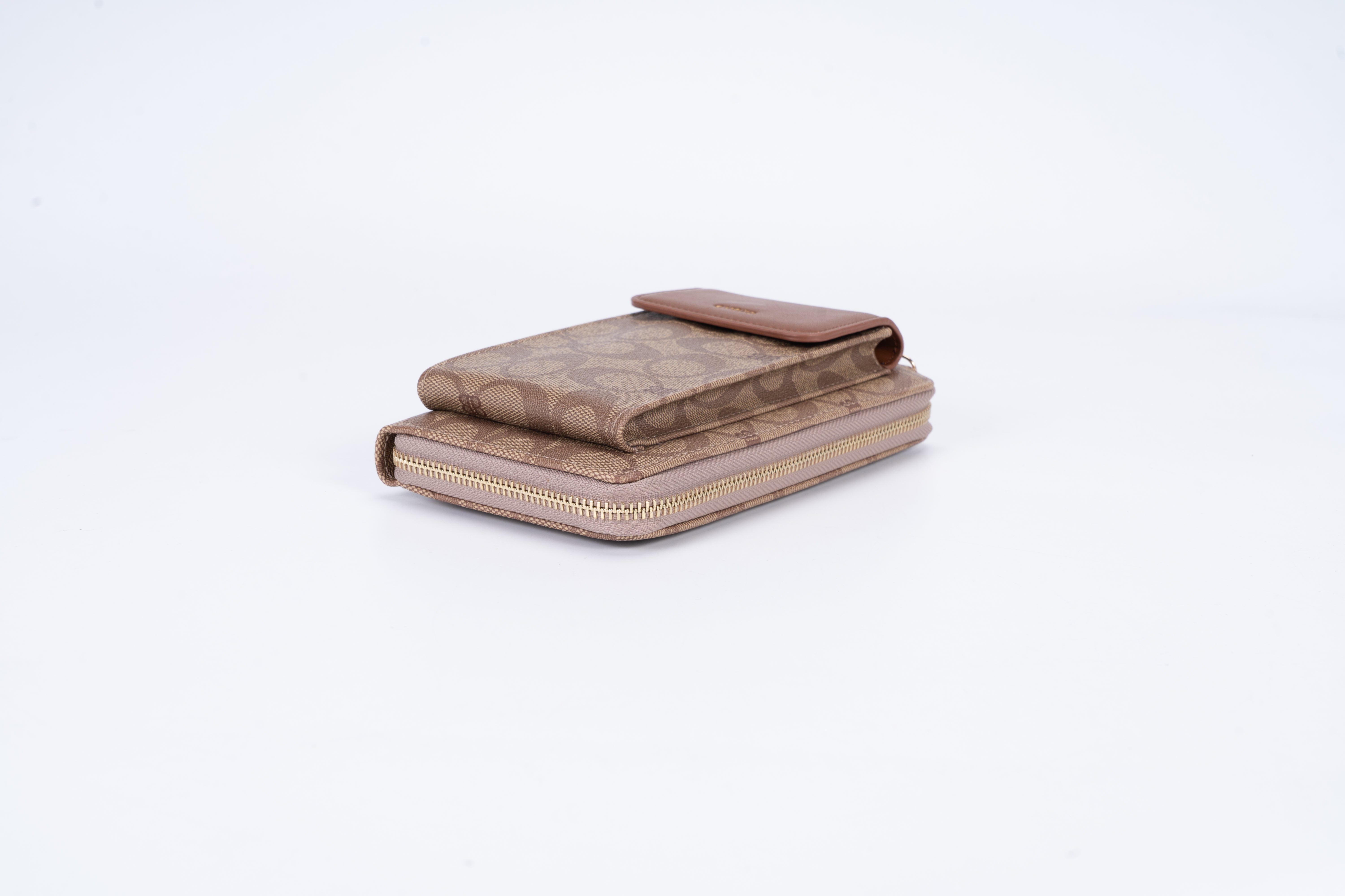 A stylish and elongated leather wallet - brown