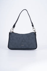 Elegant and practical black women's handbag that complements your look. Small with a stylish navy blue design.