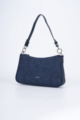 Elegant and practical black women's handbag that complements your look. Small with a stylish navy blue design.