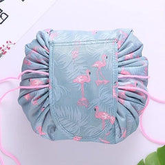 Medium Waterproof Makeup Storage Pouch - Multiple Bluish & Pihnish Flamingo Prints