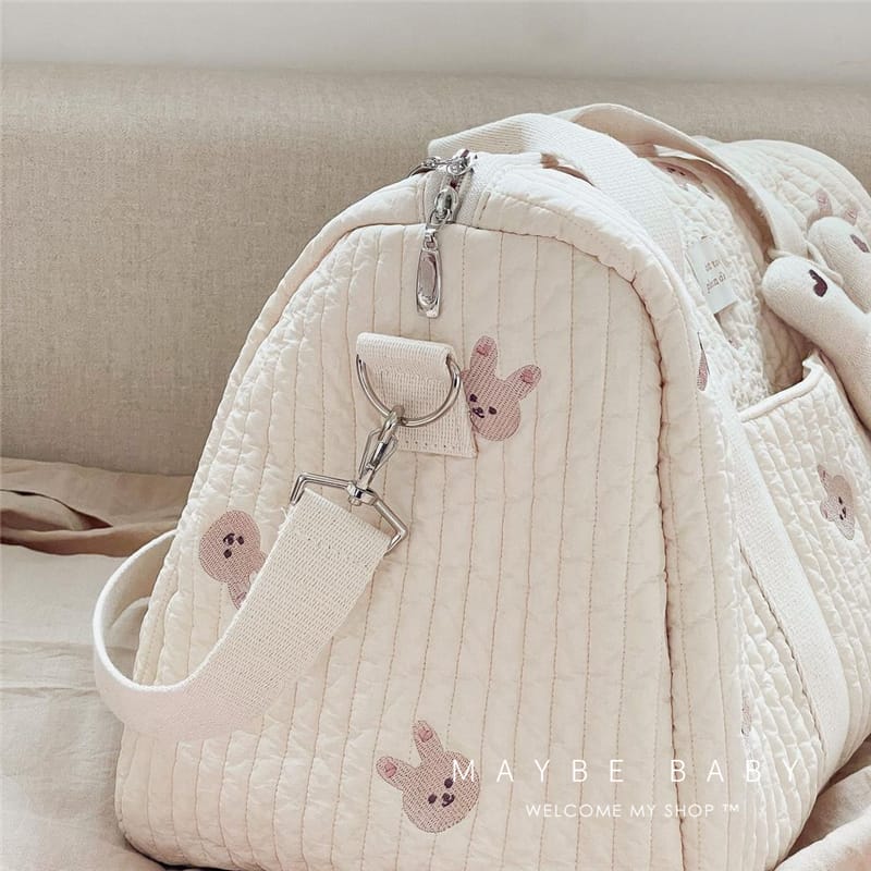 Mother Cotton Fabric Storage Handbag -off white