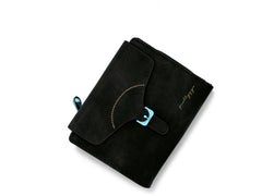 Small Leather Wallet with - Black