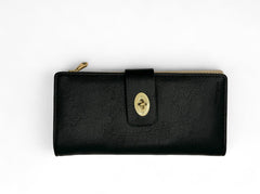Small Leather Wallet with - Black