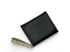 Small Leather Flap Wallet - Black