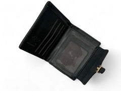 Small Leather Wallet with - Black